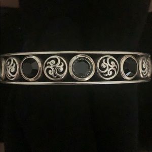 Brighton Silver, Black and CZ Bangle Bracelet